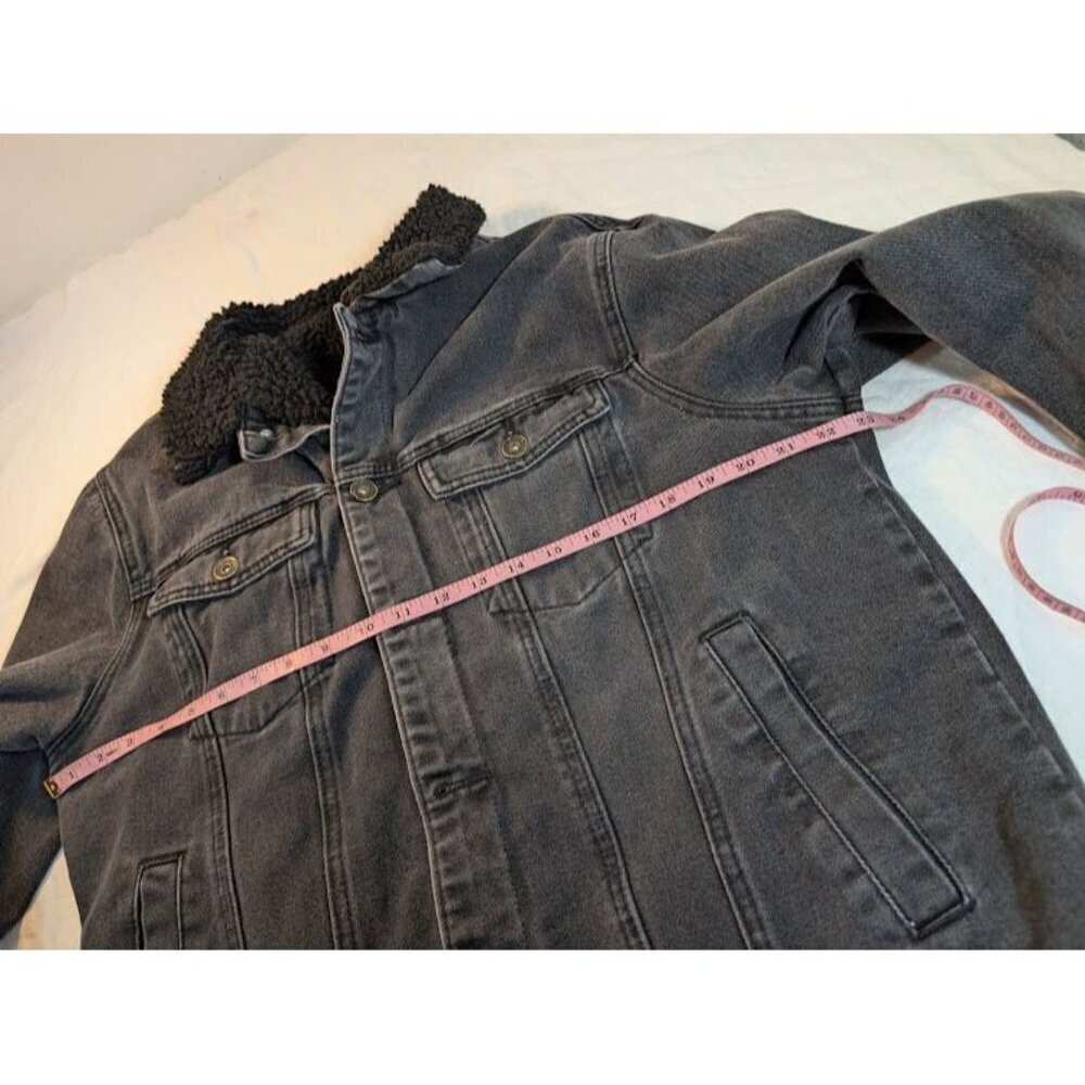 Cotton on garments women's XL black denim jacket black sherpa lined - Picture 6 of 7